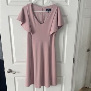 Elegant Mauve Flutter Sleeve Dress